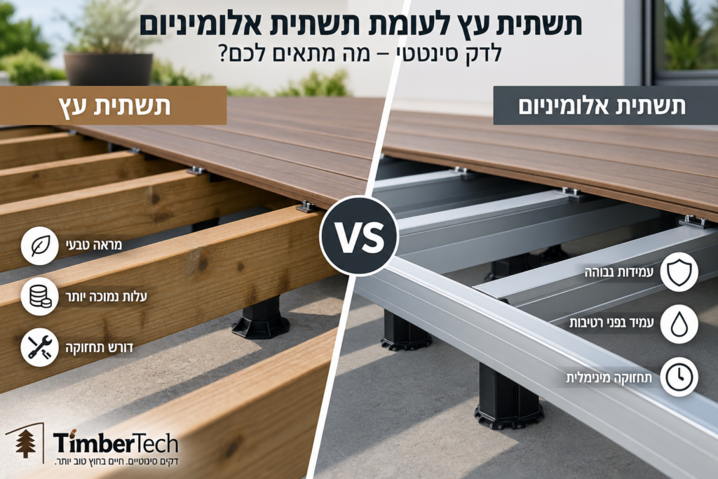 תשתית עץ לעומת תשתית אלומיניום לדק סינטטי תשתית עץ לעומת תשתית אלומיניום לדק סינטטי